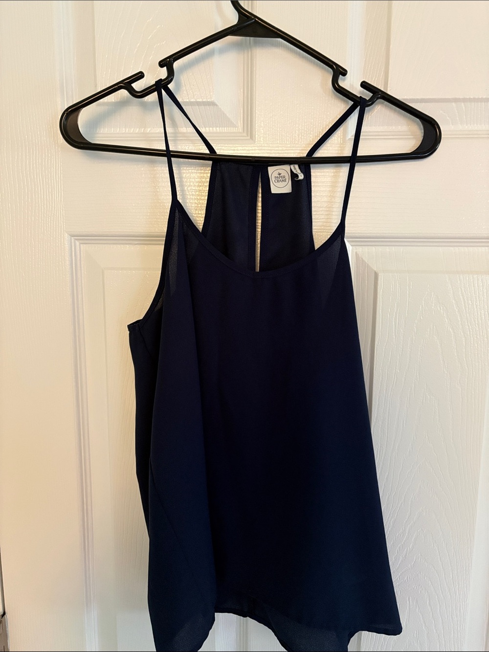 Paper Crane Navy Double-Strap Chiffon Camisole